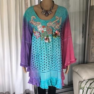 Antica Sartoria Beaded Embroidered hand dyed top